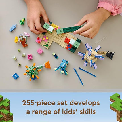 LEGO Minecraft The Guardian Battle Toy Building Set 21180 Underwater Ocean Theme with Minecraft Mobs Figures, Build a Coral Reef, Find Hidden Treasure, Birthday Gifts Idea for Kids, Boys, Girls Age 8+