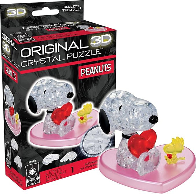 BePuzzled | Peanuts Snoopy Heart Original 3D Crystal Puzzle, Ages 12 and Up