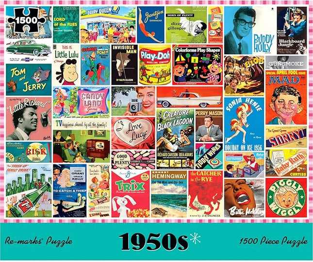 Re-marks 1950s Pop Culture Puzzle, 1500 Pieces for All Ages