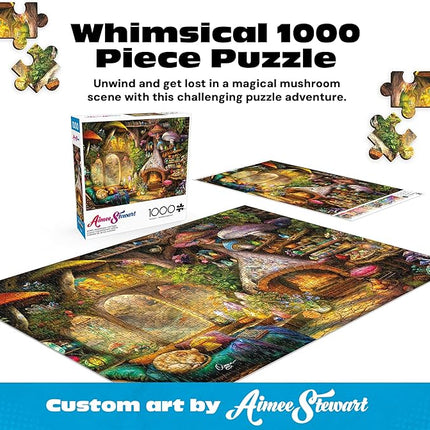 Buffalo Games Jigsaw Puzzles for Adults 1000 Pieces - Aimee Stewart - Merry Mushroom Cottage - Hard Adult Puzzle with Reference Poster, Fun, Unique & Challenging for All Abilities, Large 26.75 x 19.75