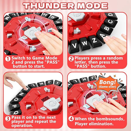 Word Game Family Board Game with Digital Display Timer and 2 Categories Modes Fun Fast-Paced 24-Letter Game for Learning Party Interactive (Red)