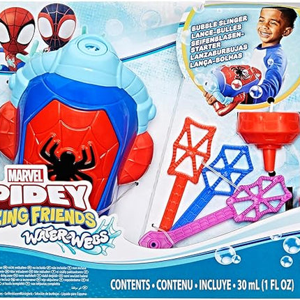 Spidey and his Amazing Friends Marvel Water-Webs Electronic Bubble Slinger, Super Hero Role Play Toys for Kids, Ages 3+