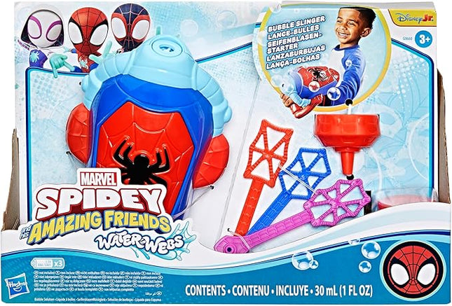 Spidey and his Amazing Friends Marvel Water-Webs Electronic Bubble Slinger, Super Hero Role Play Toys for Kids, Ages 3+