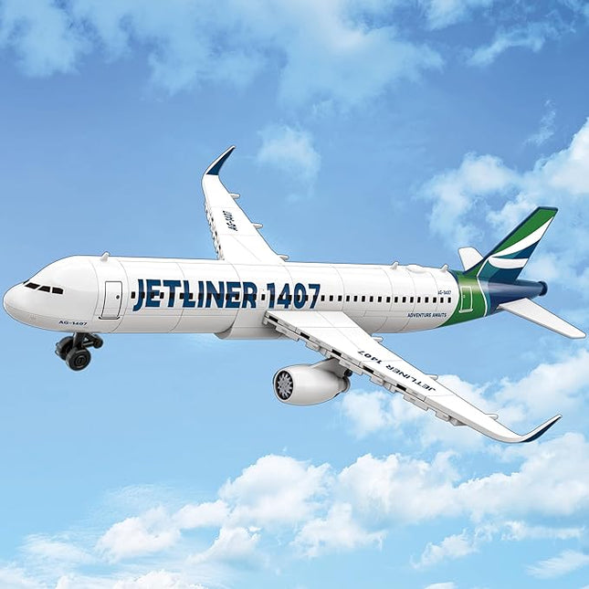 Apostrophe Games Commercial Jetliner Building Block Set - 133 Pcs, Ages 10+ Airplane Model Toy