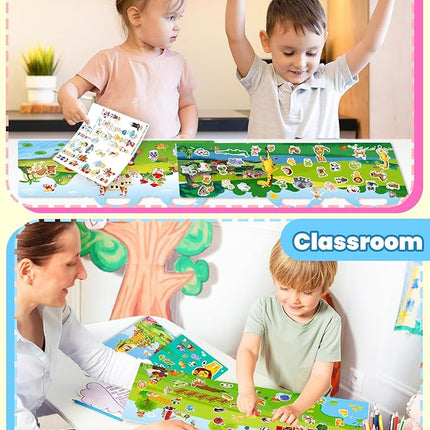 Reusable Sticker Book for Toddlers 2-4 Years, Stickers for Kids, Toddler Sticker Book Ages 1-3, Toddler Craft Activities, Toddlers Travel Toys Ages 2+ Boy Girl Birthday Gifts