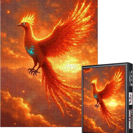 1000 Piece Jigsaw Puzzle for Adults – Majestic Phoenix Fantasy Puzzles | Challenging Firebird Mythical Creature Puzzle, Stress Relief Brain Game & Gift for Puzzle Lovers