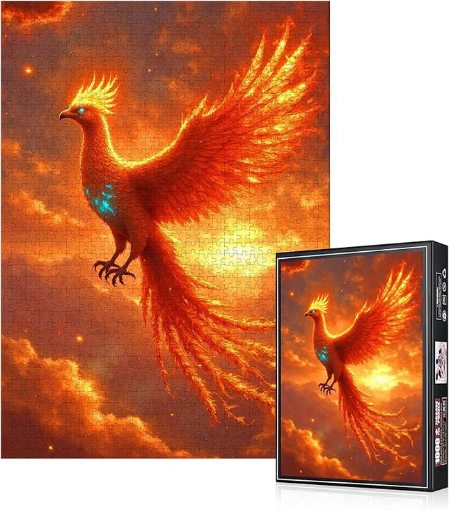 1000 Piece Jigsaw Puzzle for Adults – Majestic Phoenix Fantasy Puzzles | Challenging Firebird Mythical Creature Puzzle, Stress Relief Brain Game & Gift for Puzzle Lovers