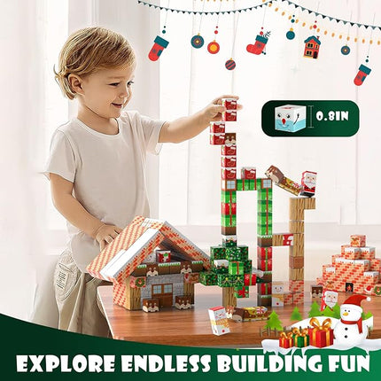 Magnetic Blocks | 100PCS 0.8in Sensory Christmas Magnetic Tiles Building Cubes 2025 Upgraded STEM Game Toys for Toddlers | Christmas Birthday Gifts for Boys & Girls Ages 3-4, 5 6 7 8 9 10 11 12
