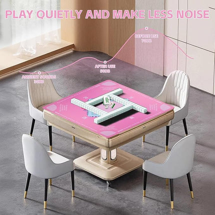 Mahjong Mat, No Creases Mahjong Mat for Table, 31.5x31.5 Inch Anti Slip Noise Reduction Mah jongg Mat, Mahjong Gifts with Carrying Bag, Mahjong Table Mat for Dominoes, Poker, Card, Board Games (Pink)