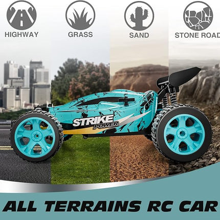 Tecnock RC Cars Remote Control Car for Kids, 1:18 Scale 20 KM/H 2WD Offroad Buggy, 2.4GHz RC Racing Car with USB-C Easy Charging & 50 Mins Playtime, Toys Gifts for Boys & Girls
