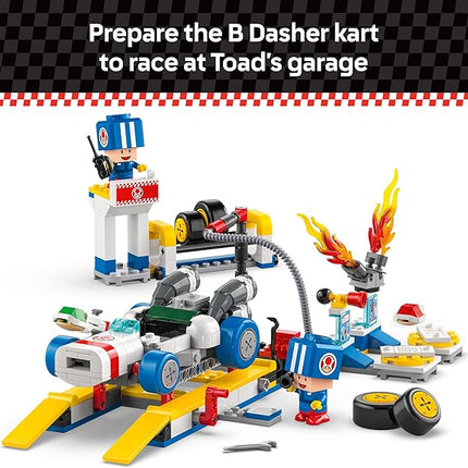 LEGO Super Mario: Mario Kart Toad's Garage - Nintendo Toy Building Set for Kids, Boys & Girls, Ages 8+ - Collectible Mario Kart Toy for Fans with 2 Blue Toad Figures - Gift Idea for Birthdays - 72035