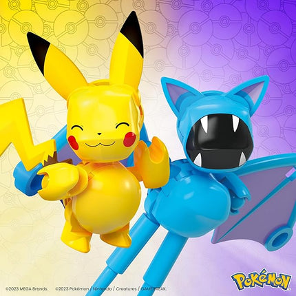 MEGA Pokémon Building Toys Set Pikachu & Zubat with 40 Pieces, 2 Poseable Characters and Poké Ball, 2 Inches Tall, for Kids