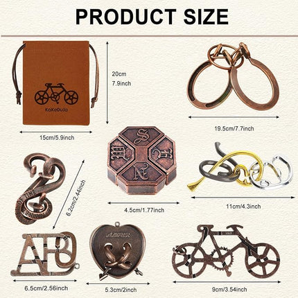 12 PCS Brain Teaser Puzzles Metal Puzzle Logic Metal Puzzle for Adult Lock Puzzles Gift for Adults Teenagers Kids