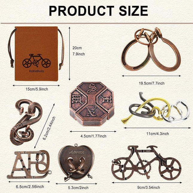 12 PCS Brain Teaser Puzzles Metal Puzzle Logic Metal Puzzle for Adult Lock Puzzles Gift for Adults Teenagers Kids