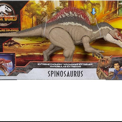 Jurassic World Extreme Chompin' Spinosaurus Dinosaur Action Figure, Huge Bite, Authentic Decoration, Movable Joints, Ages 4 Years Old & Up