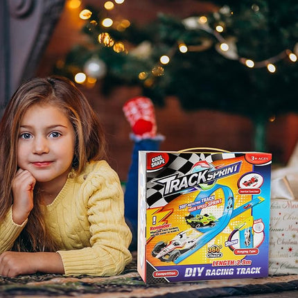 Flexible Track 16.4 Ft Starter Set, Flexible Race Car Ramp Track for Ages 3 & Up with Suction Cups Compatible with Hot Wheels and Diecast 1/64th Cars