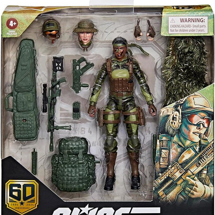 G.I. Joe Classified Series 60th Anniversary Action Marine - Sniper, Collectible 6 Inch Action Figure with Ghillie Suit and 19 Accessories