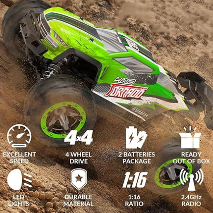 RACENT RC Truck 1:16 4x4 All Terrain RC Car 40KPH High Speed Remote Control Cars for Adults