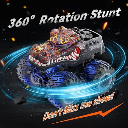 Remote Control Monster Trucks, 2.4GHz All Terrain RC Cars with Light Spray, Birthday Gift for Kids 3 4 5 6 7 8, Toddler Toys for Boys Girls 3+ Year Old