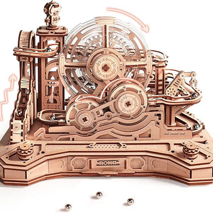 ROKR 3D Wooden Puzzle for Adults, Wooden Marble Run Set, Model Building Kits, Christmas Birthday Gifts for Teens and Adults, DIY Gear Ball Challenge