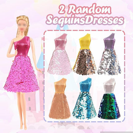 25 PCS Doll Clothes for 11.5 inch Girl Doll Including 3 Flower Dress 2 Seqien Dress 3 Casual Wear 2 Fashion Dress 2 Swimwear 10 Pair of Shoes Birthday for Girls Style in Random