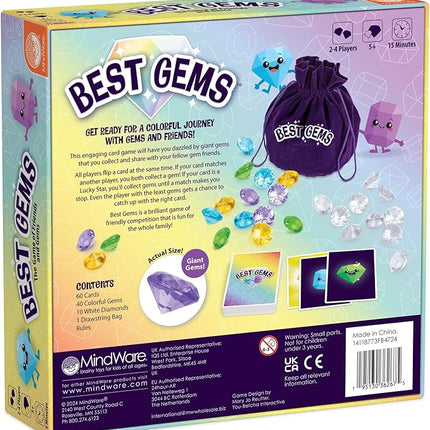 MindWare Best Gems Family Game for 5 Year Olds and up - Match Giant Gems to Earn Points, 2 to 4 Players