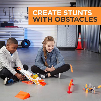 Nerf Doubleclutch Inferno Nitro Toy Includes Blaster, 4 Foam Body Cars, Double Reactive Target, Double Ramp, & 8 Obstacles for Kids 5 Years Old & Up