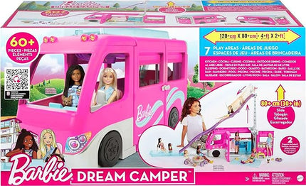 Barbie Camper, Doll Playset with 60 Accessories, 30-Inch-Slide and 7 Play Areas, Dream Camper