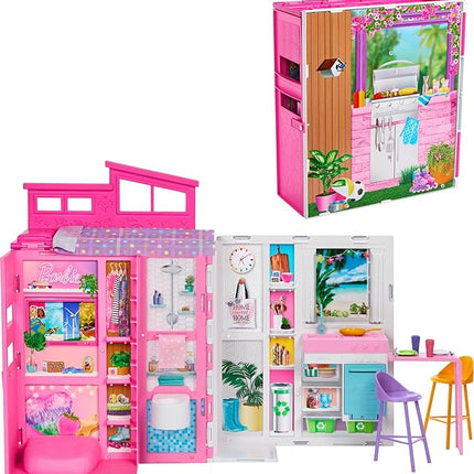 Barbie Dollhouse Playset, Getaway House with 11 Accessories Including 2 Chairs, 4 Play Areas & 360-degree Play