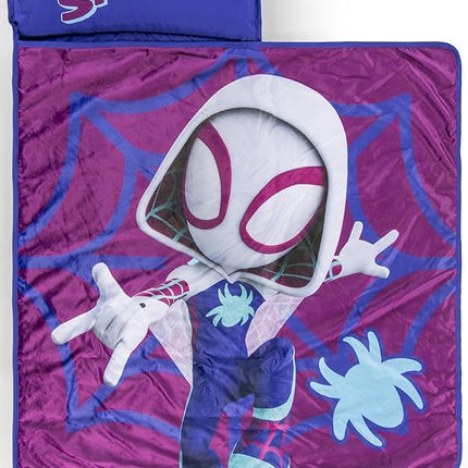 Jay Franco Kids Nap Mat with Embedded Pillow & Blanket – Soft 46"x20" Microfiber Sleeping Bag with Name Tag & Handle