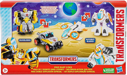 Transformers Toys Space Blast 2-Pack, Bumblebee and Autobot Blades 4.5-Inch Action Figures, Preschool Robot Toys for Kids Ages 3 and Up (Amazon Exclusive)