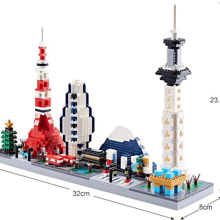 Japanese Architecture Tokyo Skyline Micro Building Blocks for Adults and Kids Ages of 14+ – Challenging Construction Set 1880 Pieces, Perfect Home and Office Decoration
