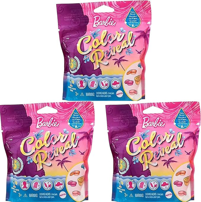 Barbie Color Reveal Baby Doll Sand & Sun Series (Bundle of 3) | 5 Surprise Reveals per Doll, Floatable Fruit Case & Accessories, Ages 3–9
