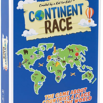 Continent Race Geography Educational Board Game for Kids, Tweens, Family, Friends, Teachers and Classrooms - Learn About Flags & Countries Around The World