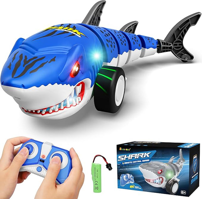 Remote Control Shark Car Toys for Kids,2.4GHz RC Cars Simulation Shark with Cool Light, 360° Stunt Drift & Most Terrains,Outdoor Toys for Birthday for 6,7,8,9,10-12 Boys Girls
