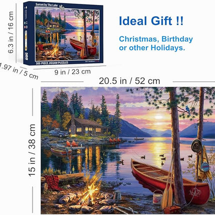 500 Piece Puzzles for Adults Sunset by The Lake 20.5 x 15 Inch 500 Piece Jigsaw Puzzles for Kids Adults Puzzles 500 Pieces for Adults Holiday Educational Challenge Toy