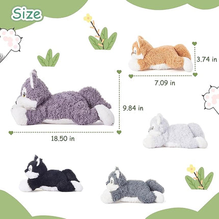 IKASA Mommy Wolf Stuffed Animal Mom and Baby Plush Toy, Cute 18" Soft Small Mama Family Set with Little Mini Babies,Gifts for Kid (Wolf)