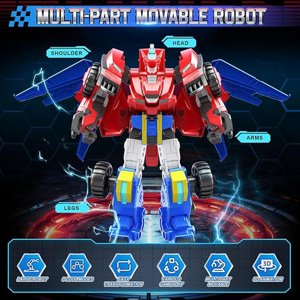 Transformable Robot 2 in 1 Raptor Bolt Wing, 8.66 inch, Transforming Robot Toy for Kids , Chariot Transforming Toy for Boys Girls 5 6 7 8 9 10 Years, Red Blue
