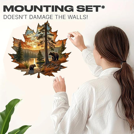 Wooden Puzzles, 149 Pieces Maple Leaf Jigsaw Puzzles, Unique Shaped Wooden Puzzle for Adults and Kids, Family Game(Maple Leaf, Large)