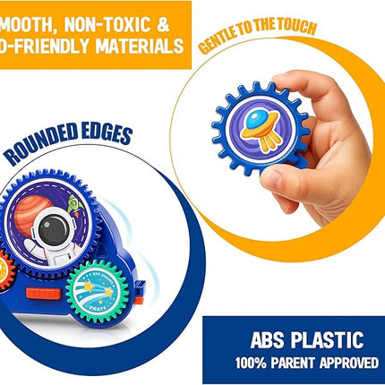 Motorized Spinning Gear Building Toys for Kids, Space Rocket STEM Construction Set, Educational Interlocking Building Blocks Puzzle | Gear Toys for Toddlers Ages 3-8