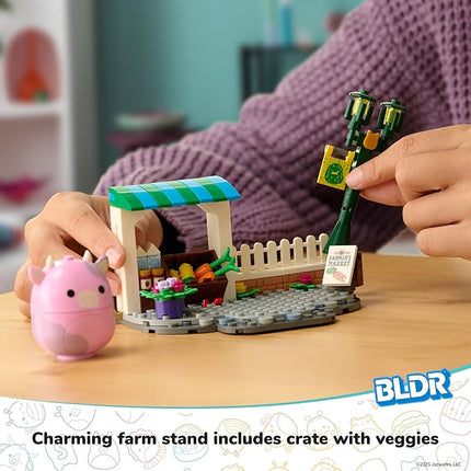 BLDR Squishmallows Patty's Farmers Market Building Set - Patty The Pink Cow Buildable Figure - Squishmallows Fans 8+, 0046