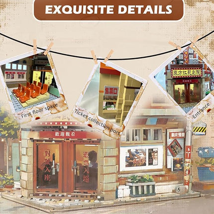 Mini-Blocks City Cinema Building-Set - City Town Modular Movie Theater Building Model Construction House Building Blocks Collection Set 751 PCS for Adults and Teens