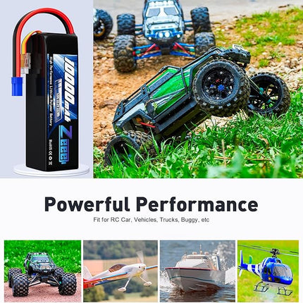 Zeee 6S Lipo Battery 10000mAh 22.2V 120C Soft Pack RC Battery EC5 Connector with Metal Plates for RC Car Truck Desert Racer RC Tank RC Hobbies(2 Pack)