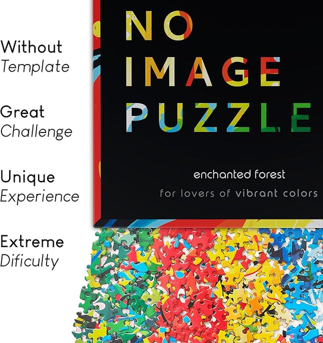 No Image Puzzle 1000 Irregular Pieces Extreme Difficult Jigsaw Challenge Adults Hardest Puzzle No Guide Ultimate Brain Teaser Hard Level Enchanted Forest Mystery Unique Gift