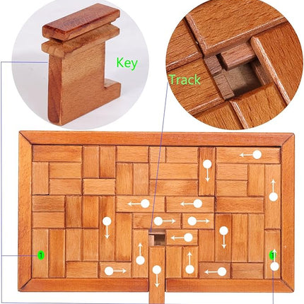 Big 32 Steps Wooden Secret Puzzle Box Toys Beech Wood Money Holder Handmade Storage Brain Teaser Unlocking Games Retro Compartment Thinking Toy Mysterious Birthday Gift for Kids and Adults