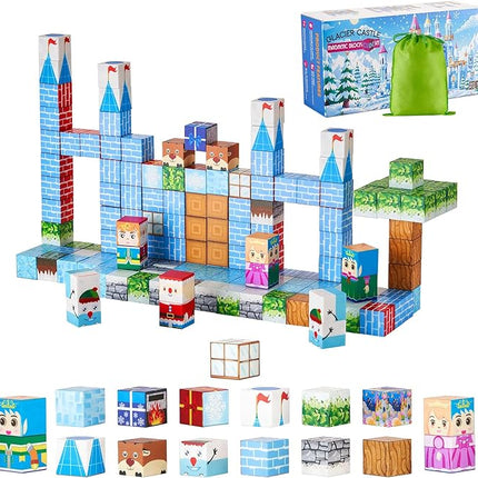 VEVOR Magnetic Blocks, 150 PCS Glacier Castle Set, Magnetic Building Cubes for Kids, STEM Montessori Sensory Toys for Christmas Birthday Gift, Construction Stacking Toy for 3+ Years Old Boys & Girls