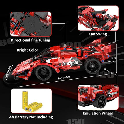 GMAOPHY STEM Toy Building Toys Gifts for Age 5, 6, 7, 8, 9, 10, 11, 12 Years Old Kids Boys Girls, 2 in 1 Remote Control Racing Car Building Blocks, 351 Pcs DIY Engineering Construction Toy