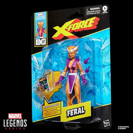 Marvel Legends Series Feral, X-Force #1 (1991) and X-Men Comics-Inspired Collectible 6-Inch Scale Action Figure with Character-Sized Comic Accessory