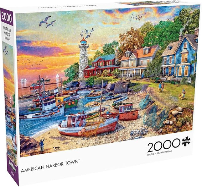 Buffalo Games - Dominic Davison - American Harbor Town - 2000 Piece Jigsaw Puzzle for Adults -Challenging Puzzle Perfect for Game Nights - Finished Size is 38.50 x 26.50
