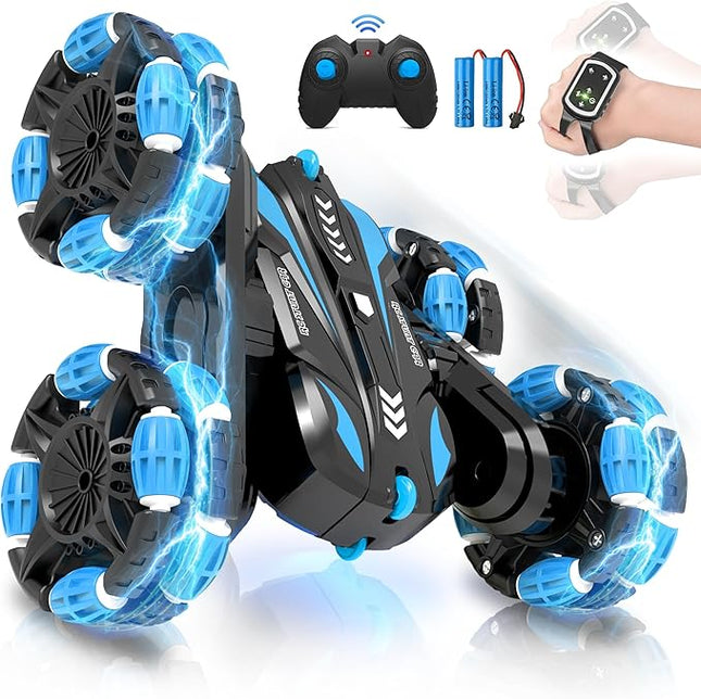 Eulogia Gesture Sensing RC Stunt Car for Kids, Double Sided 360° Flips & Rotating, 40+ Mins Playtime, Durable Off-Road Remote Control Car Toys Gifts for Boys Girls Age 5-12 (Blue)